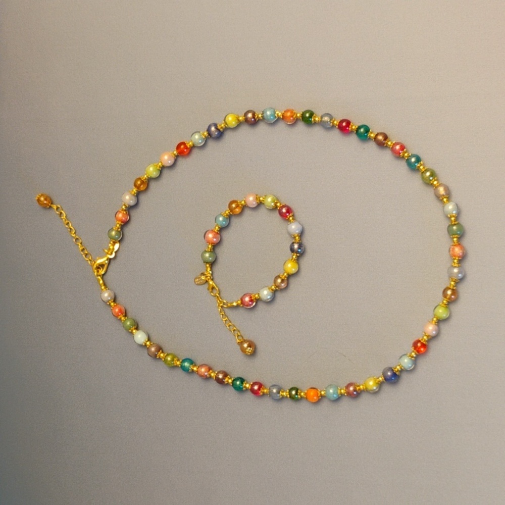 Stauer Murano Prisma Spectrum Necklace And Bracelet Set New In Stauer Satin Bag - Picture 7 of 13